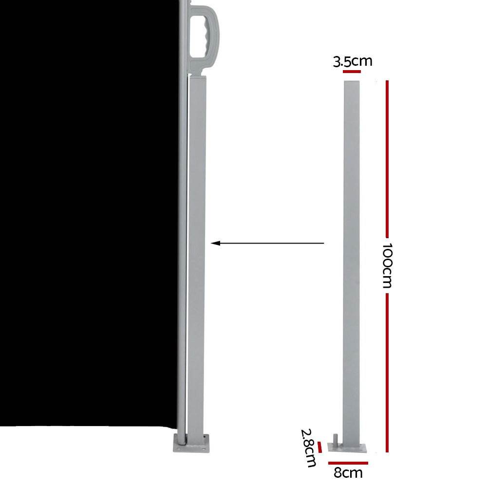 Instahut Side Awning Outdoor Blinds Sun Shade Retractable Screen 2X6M BK - Outdoorium