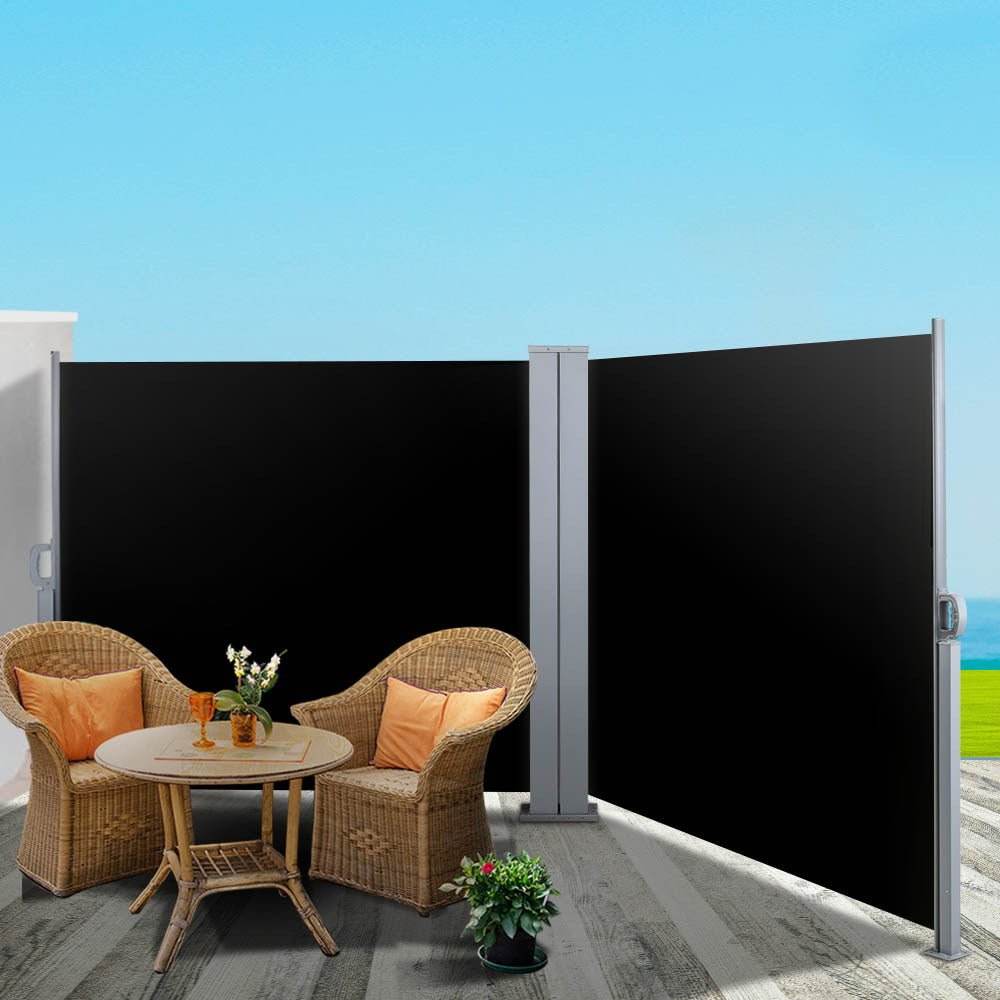 Instahut Side Awning Outdoor Blinds Sun Shade Retractable Screen 2X6M BK - Outdoorium