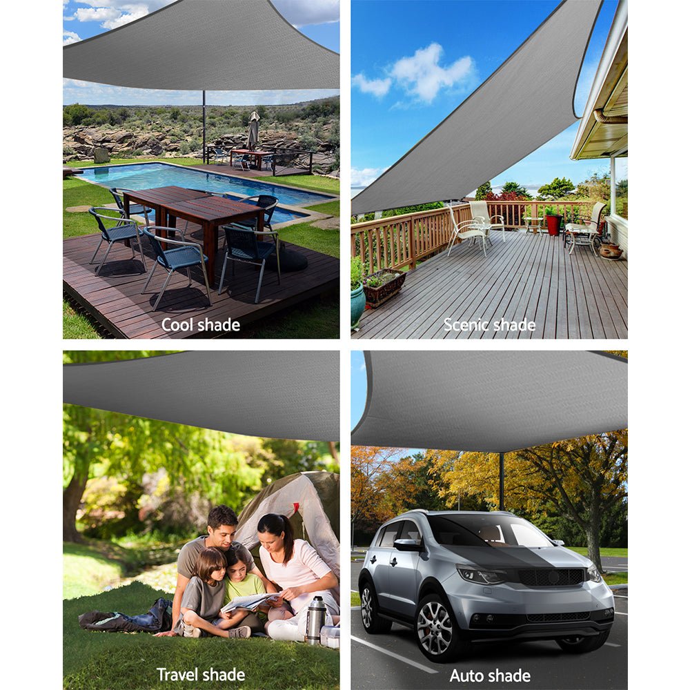 Instahut Sun Shade Sail Cloth Shadecloth Outdoor Canopy Rectangle 280gsm 5x6m - Outdoorium