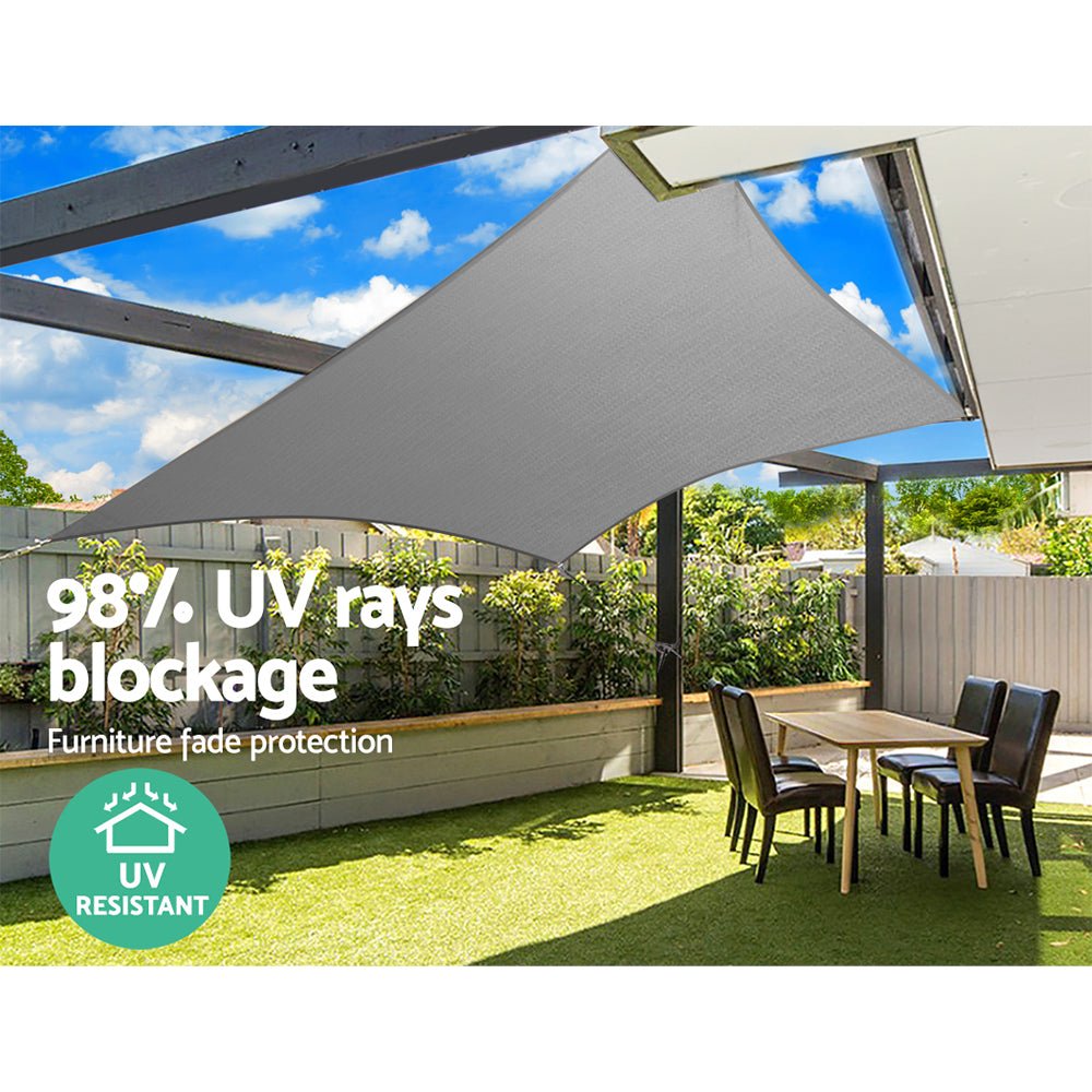 Instahut Sun Shade Sail Cloth Shadecloth Outdoor Canopy Rectangle 280gsm 5x6m - Outdoorium