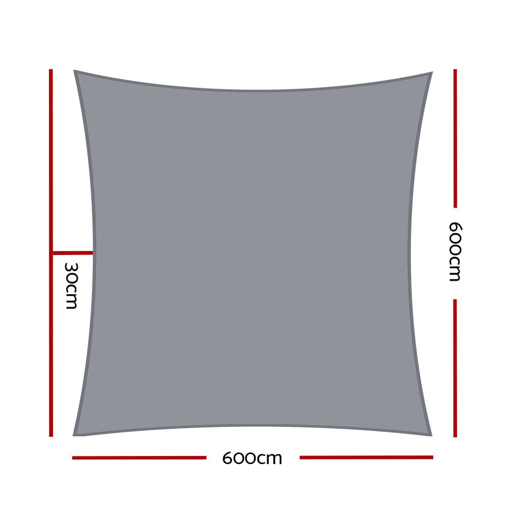Instahut Sun Shade Sail Cloth Shadecloth Outdoor Canopy Square 280gsm 6x6m - Outdoorium