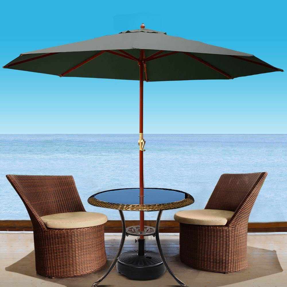 Instahut Outdoor Umbrella 3M Pole Umbrellas Stand Sun Beach Garden Deck Charcoal - Outdoorium