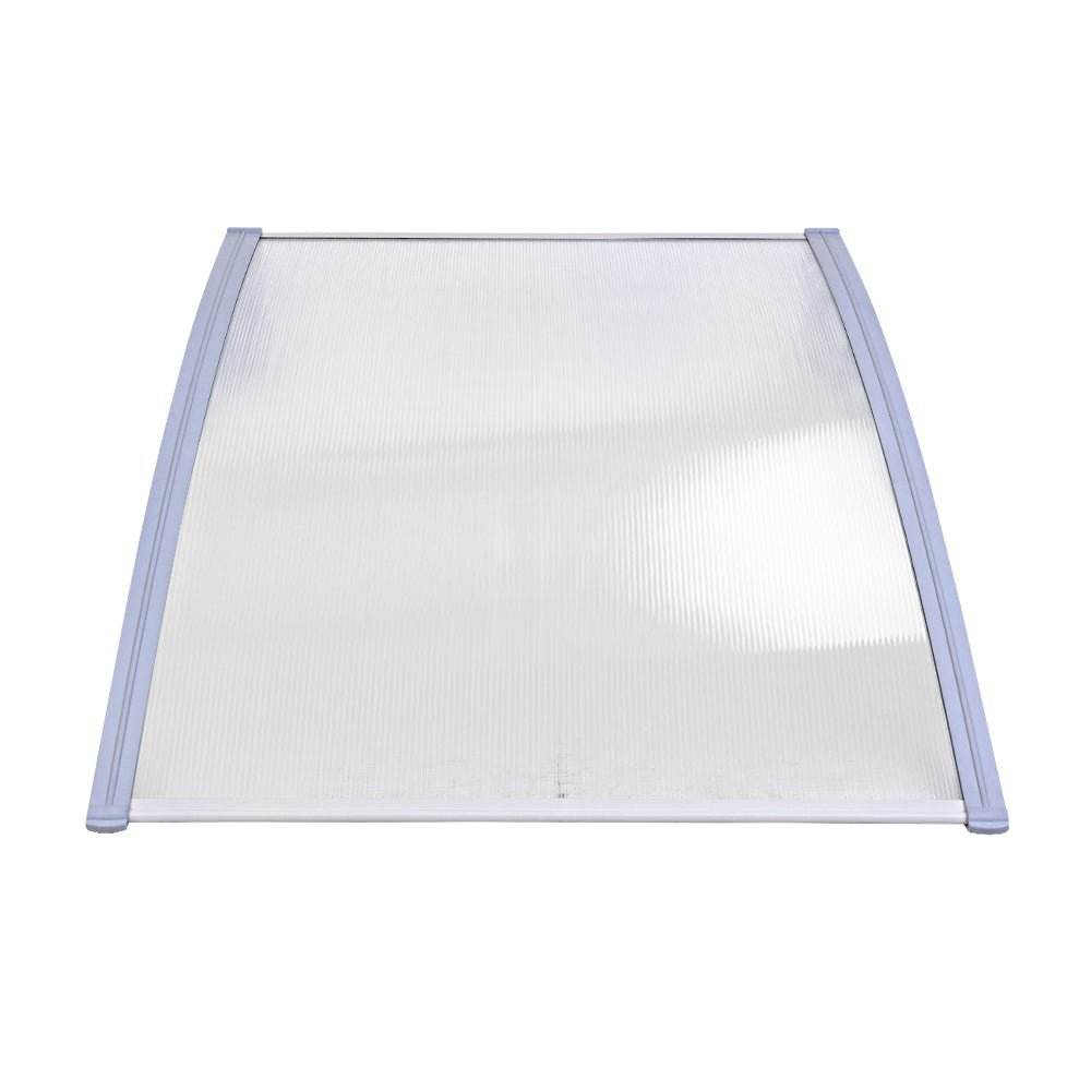 Instahut Window Door Awning Canopy 1.5mx4m Transparent Sheet Grey Plastic Frame - Outdoorium