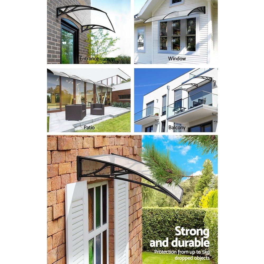 Instahut Window Door Awning Door Canopy Outdoor Patio Cover Shade 1.5mx4m  DIY BR - Outdoorium