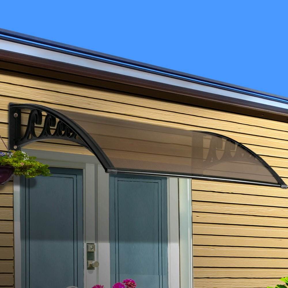 Instahut Window Door Awning Outdoor Door Canopy Patio Awning 1mx1.2m DIY Brown - Outdoorium
