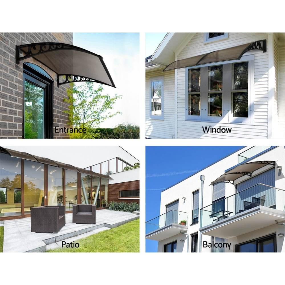 Instahut Window Door Awning Outdoor Door Canopy Patio Awning 1mx1.2m DIY Brown - Outdoorium