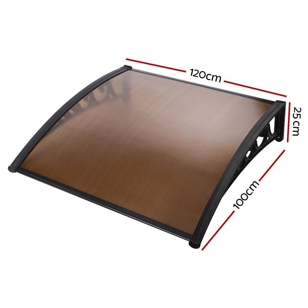 Instahut Window Door Awning Outdoor Door Canopy Patio Awning 1mx1.2m DIY Brown - Outdoorium