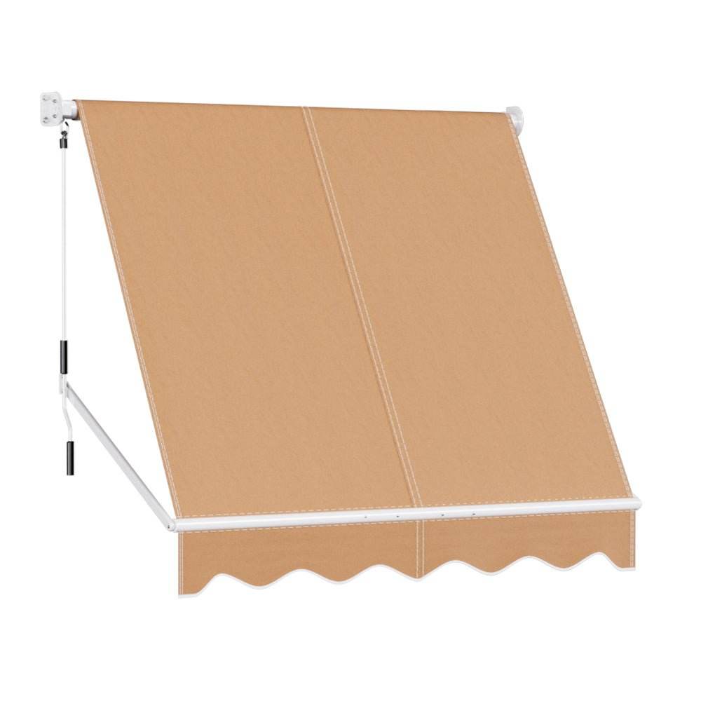 Instahut Window Fixed Pivot Arm Awning Outdoor Retractable Canopy 2.1X2.1M Beige - Outdoorium