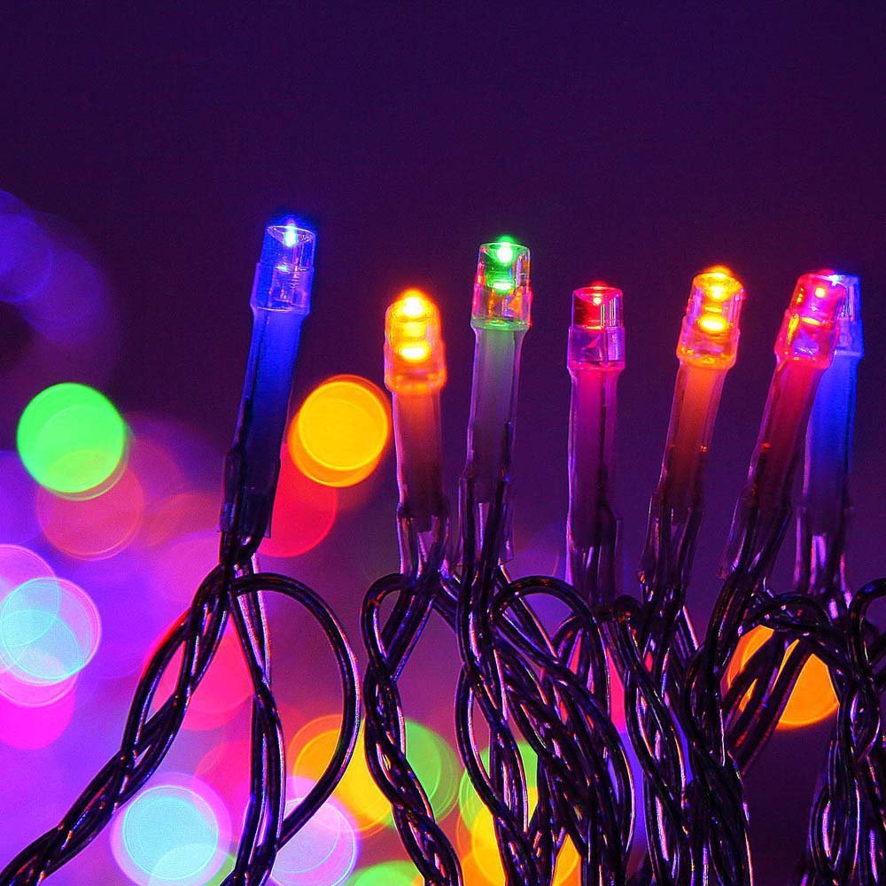 Jingle Jollys 100M Christmas String Lights 500LED Multi Colour - Outdoorium
