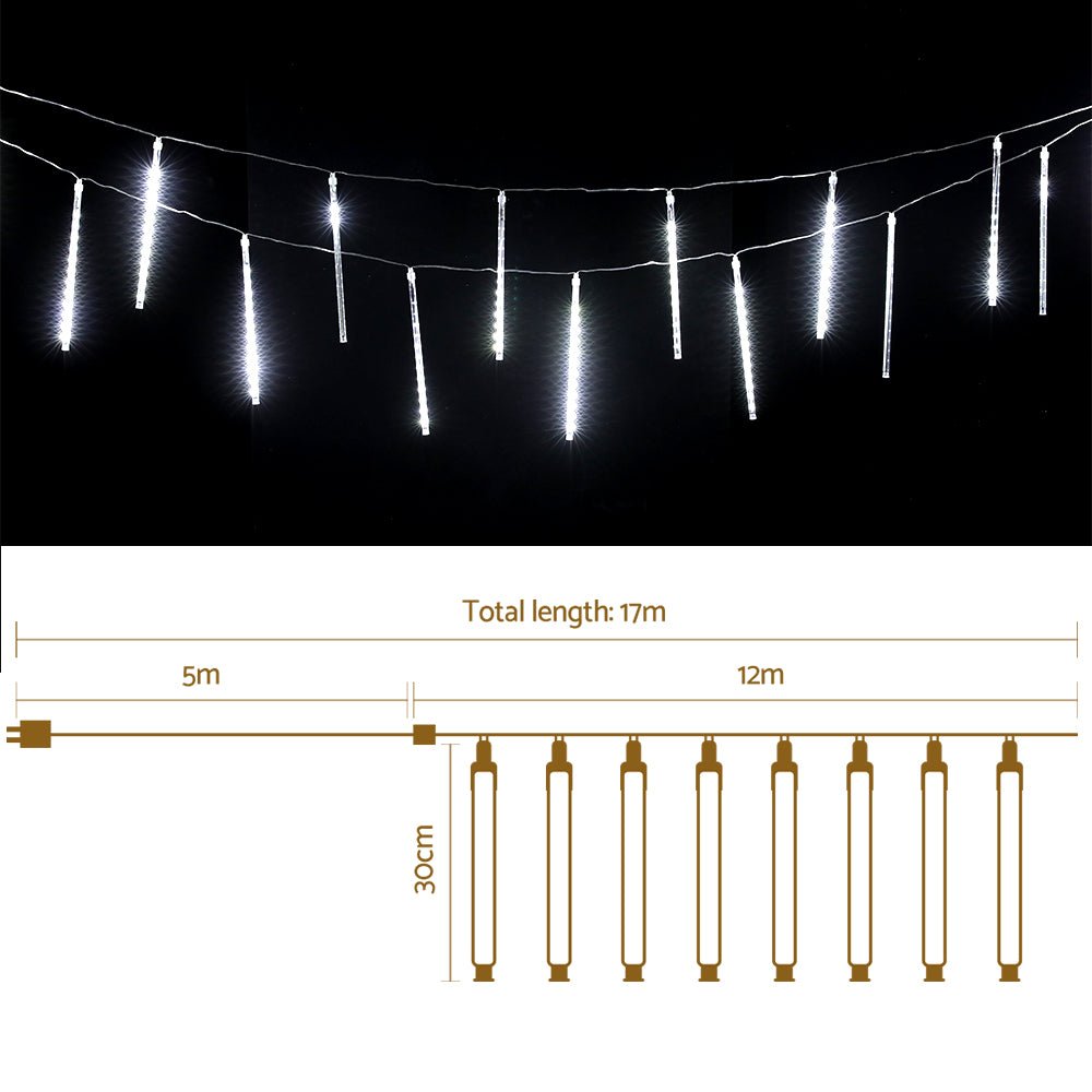 Jingle Jollys 12m Christmas Shower Lights 960 LED Icicle Falling Rain Meteor - Outdoorium