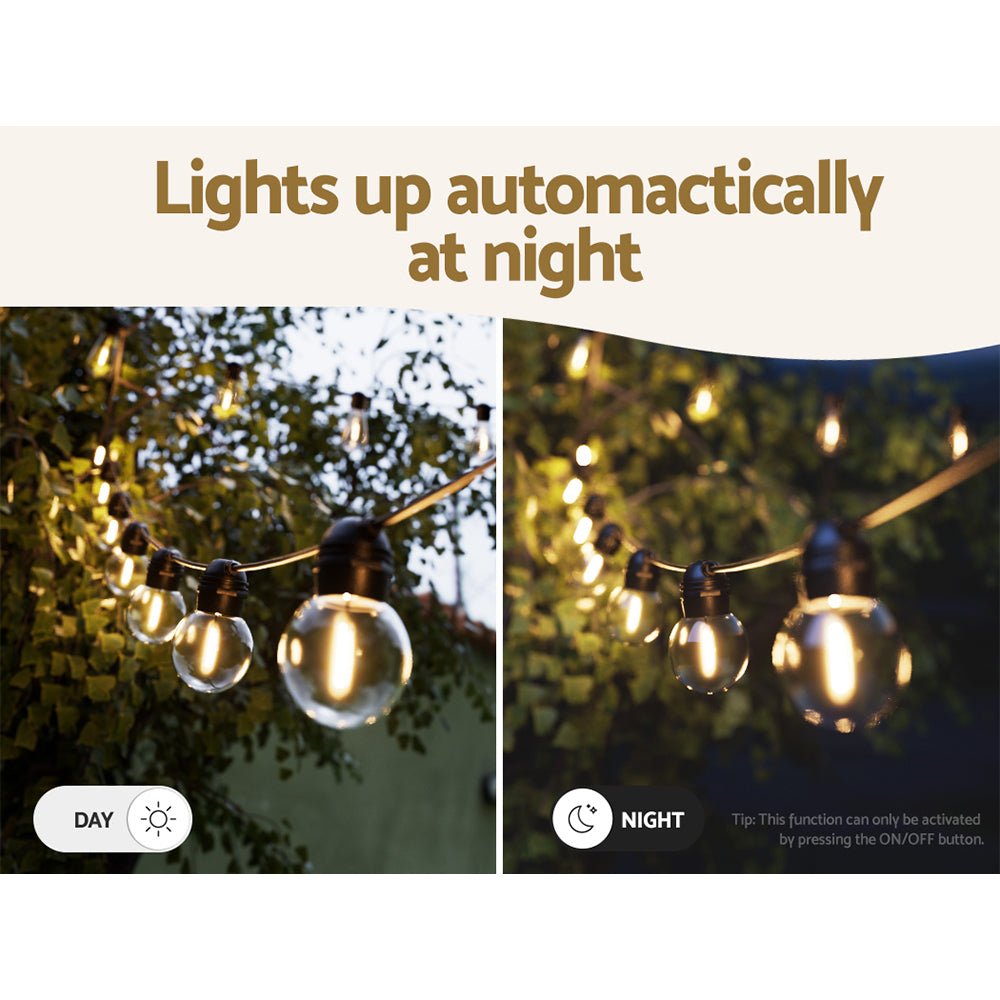 Jingle Jollys 17m Festoon Lights Solar Powered LED String Lighting Outdoor - Outdoorium