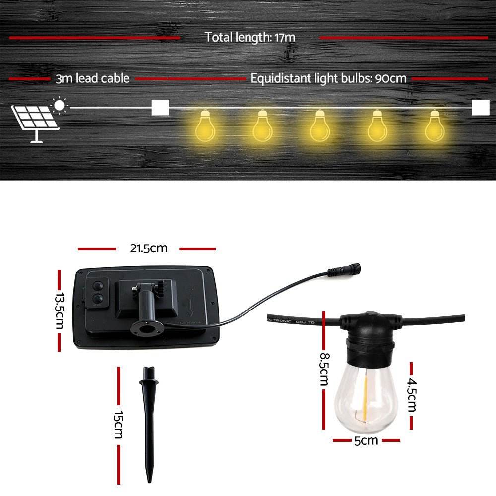 23m Solar Festoon Lights Outdoor LED String Light - Outdoorium