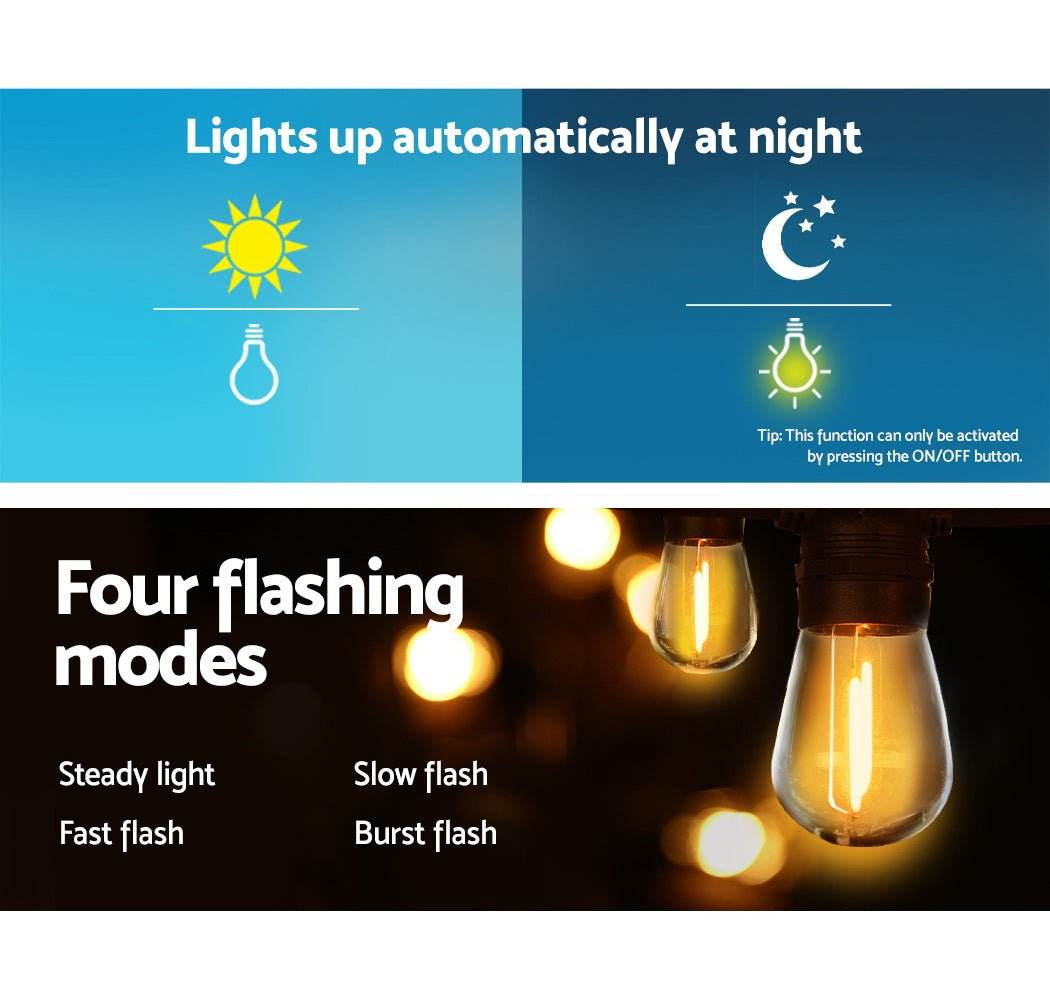 23m Solar Festoon Lights Outdoor LED String Light - Outdoorium