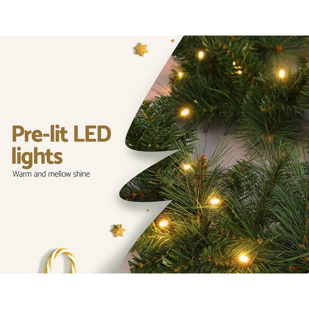 Jingle Jollys 1.8m Christmas Garland with LED lights Party Xmas Decorations - Outdoorium