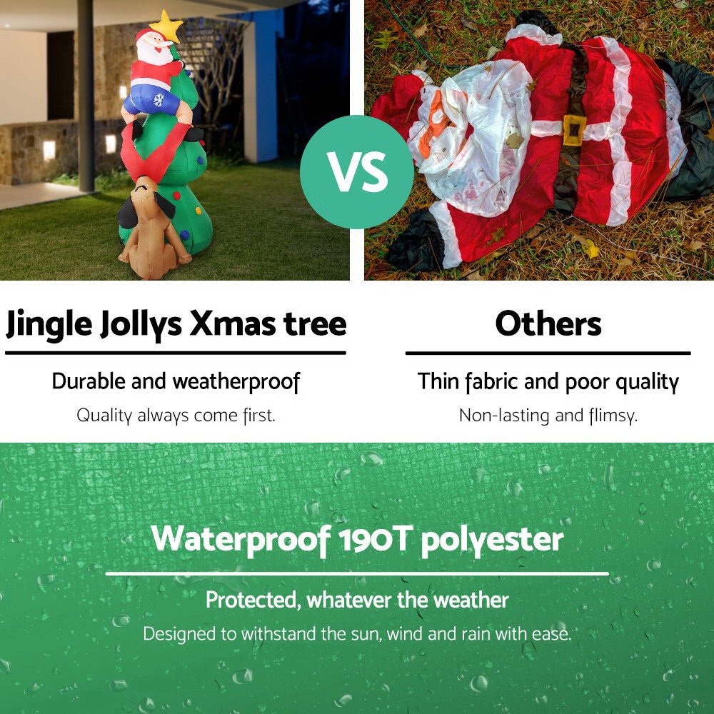 Jingle Jollys Christmas Inflatable Santa Tree 1.8M Lights Outdoor Decorations - Outdoorium