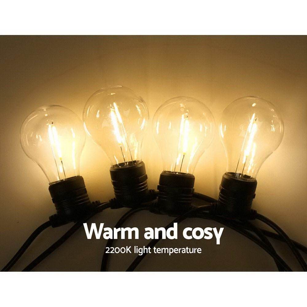77m LED Festoon String Lights Outdoor Garden - Outdoorium