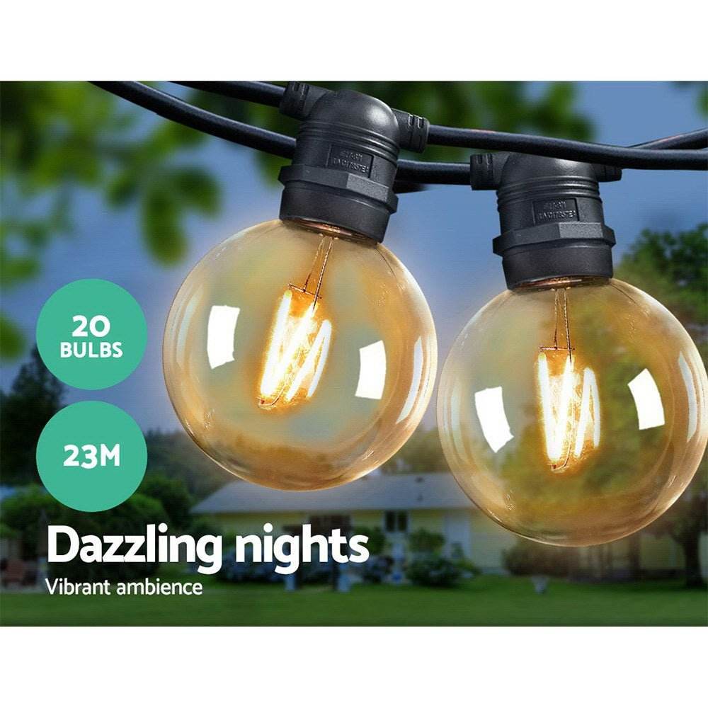 23m LED Festoon String Lights 20 Bulbs Kits G80 - Outdoorium