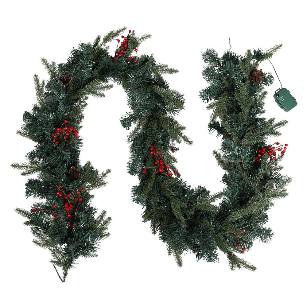 Jingle Jollys 2.4M Christmas Garland with Ornament Warm Lights Xmas Tree Decor - Outdoorium
