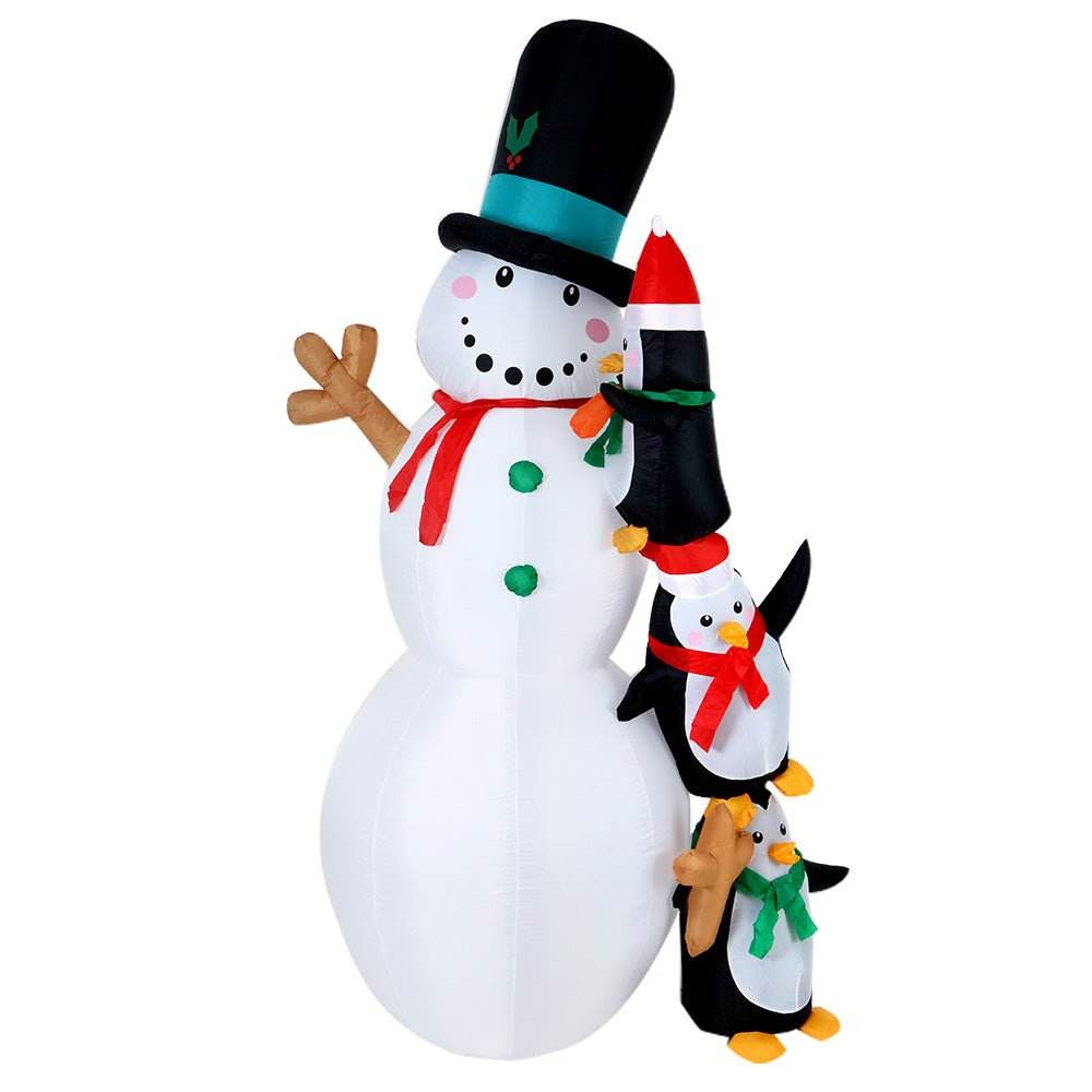 Jingle Jollys Christmas Inflatable Snowman 2.4M Illuminated Decorations | Outdoorium