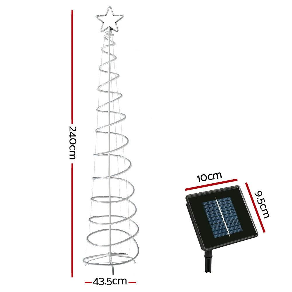 2.4M Christmas Tree LED Solar Motif Lights Jingle Jollys - Outdoorium