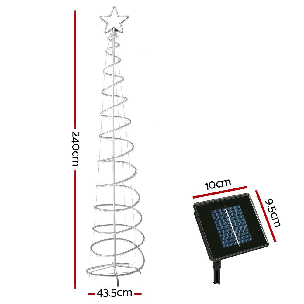 Jingle Jollys 2.4M LED Christmas Tree Solar Motif Lights 8 Modes Multi-Colour - Outdoorium