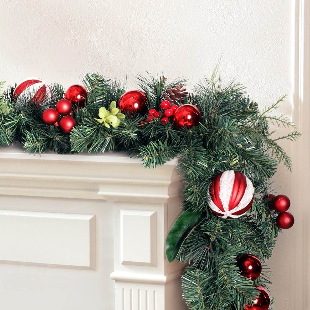 Jingle Jollys 2.7m Christmas Garland with Decorations Xmas Wedding Party - Outdoorium