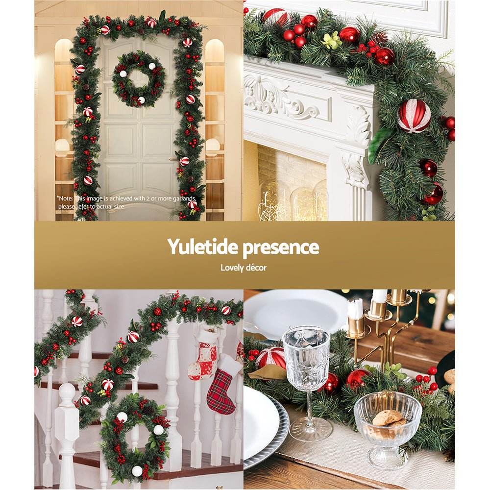 Jingle Jollys 2.7m Christmas Garland with Decorations Xmas Wedding Party - Outdoorium