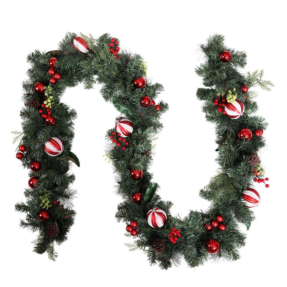 Jingle Jollys 2.7m Christmas Garland with Decorations Xmas Wedding Party - Outdoorium