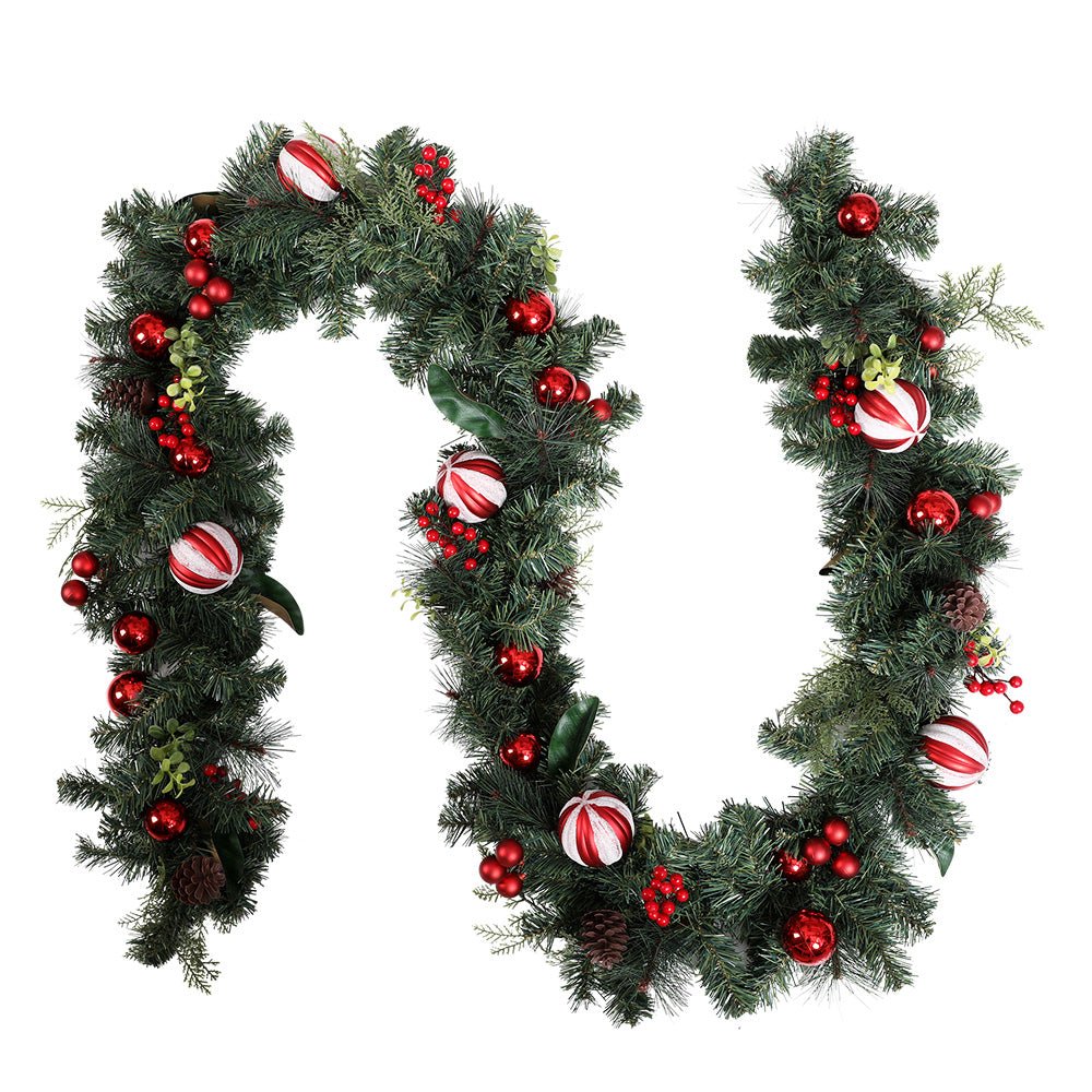 Jingle Jollys 2.7M 9FT Christmas Garland with Ornament Xmas Tree Decor - Outdoorium