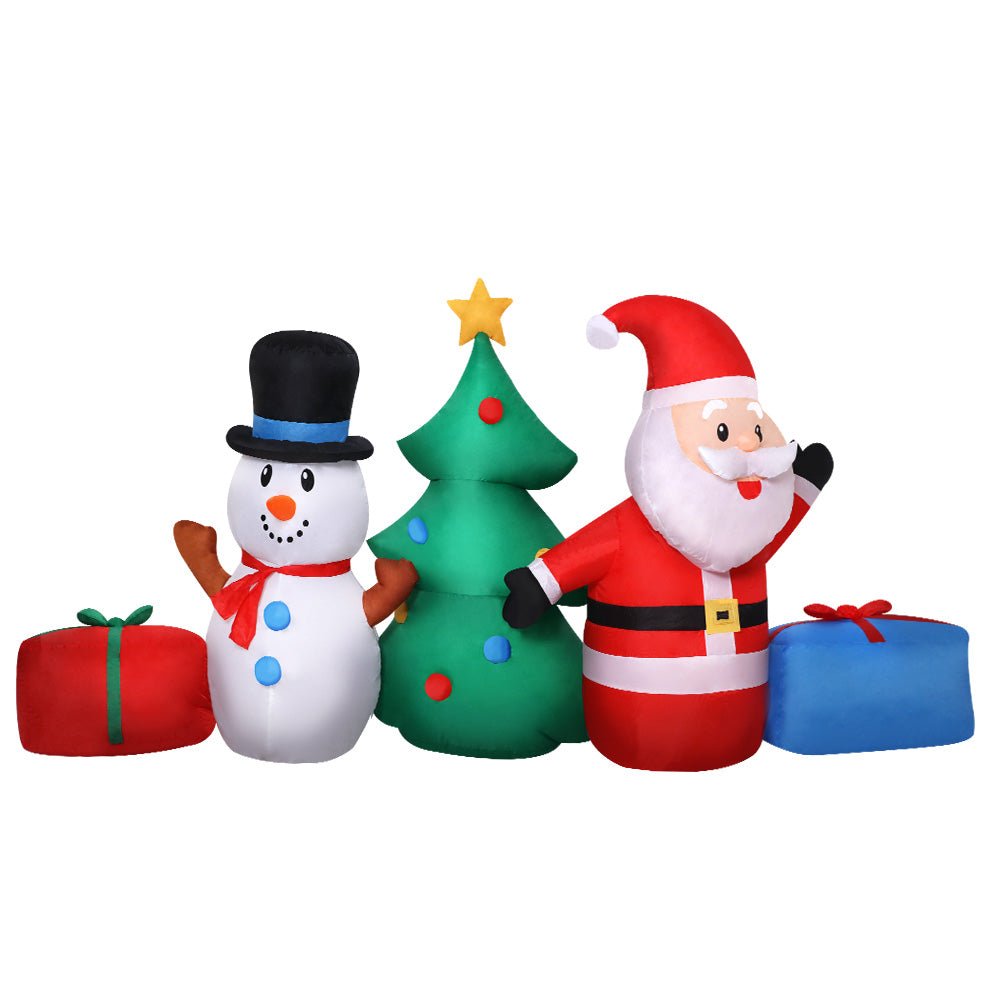 Jingle Jollys Christmas Inflatable Tree Snowman Lights 2.7M Outdoor Decorations - Outdoorium