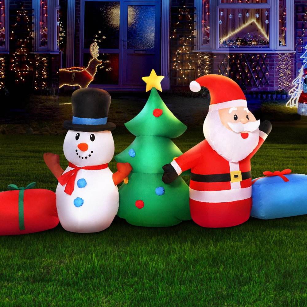 Jingle Jollys Christmas Inflatable Tree Snowman 2.7M Illuminated Decorations - Outdoorium