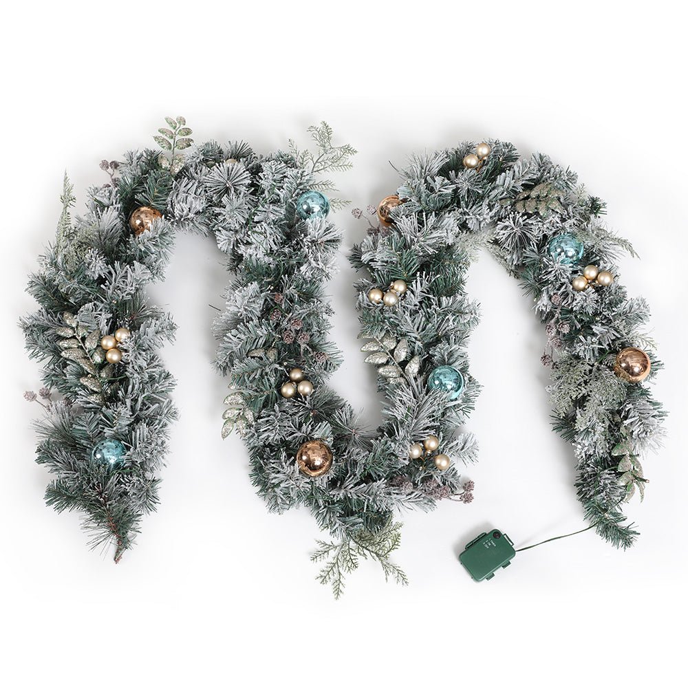 Jingle Jollys 2.7M Pre-Lit Christmas Garland with Ornament Light Xmas Tree Decor - Outdoorium