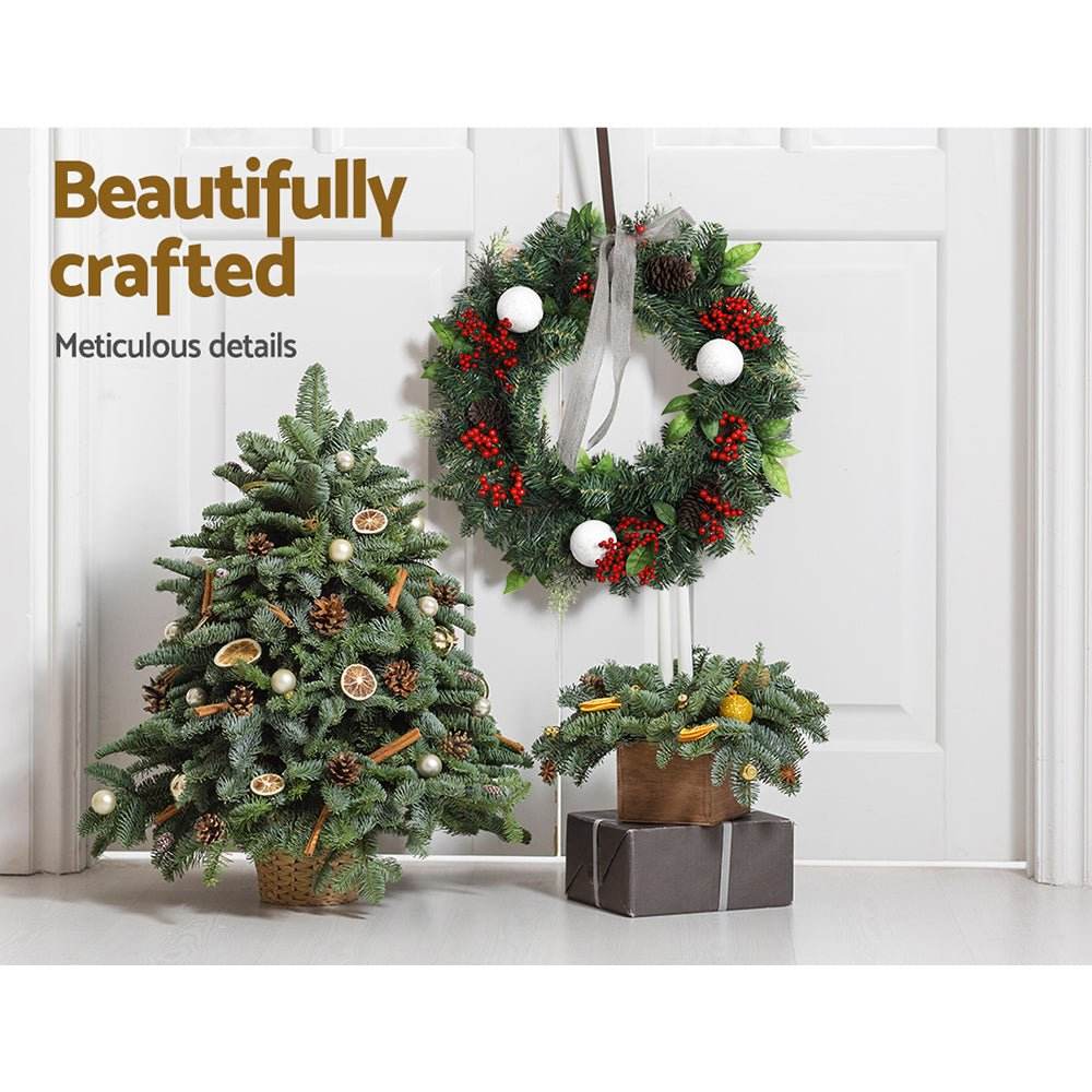 Jingle Jollys 2FT 60CM Christmas Wreath with Decor Xmas Tree Decoration - Outdoorium