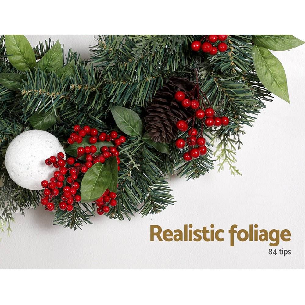 Jingle Jollys 2FT 60CM Christmas Wreath with Decor Xmas Tree Decoration - Outdoorium