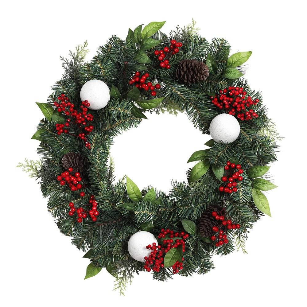 Jingle Jollys 2FT 60CM Christmas Wreath with Decor Xmas Tree Decoration - Outdoorium