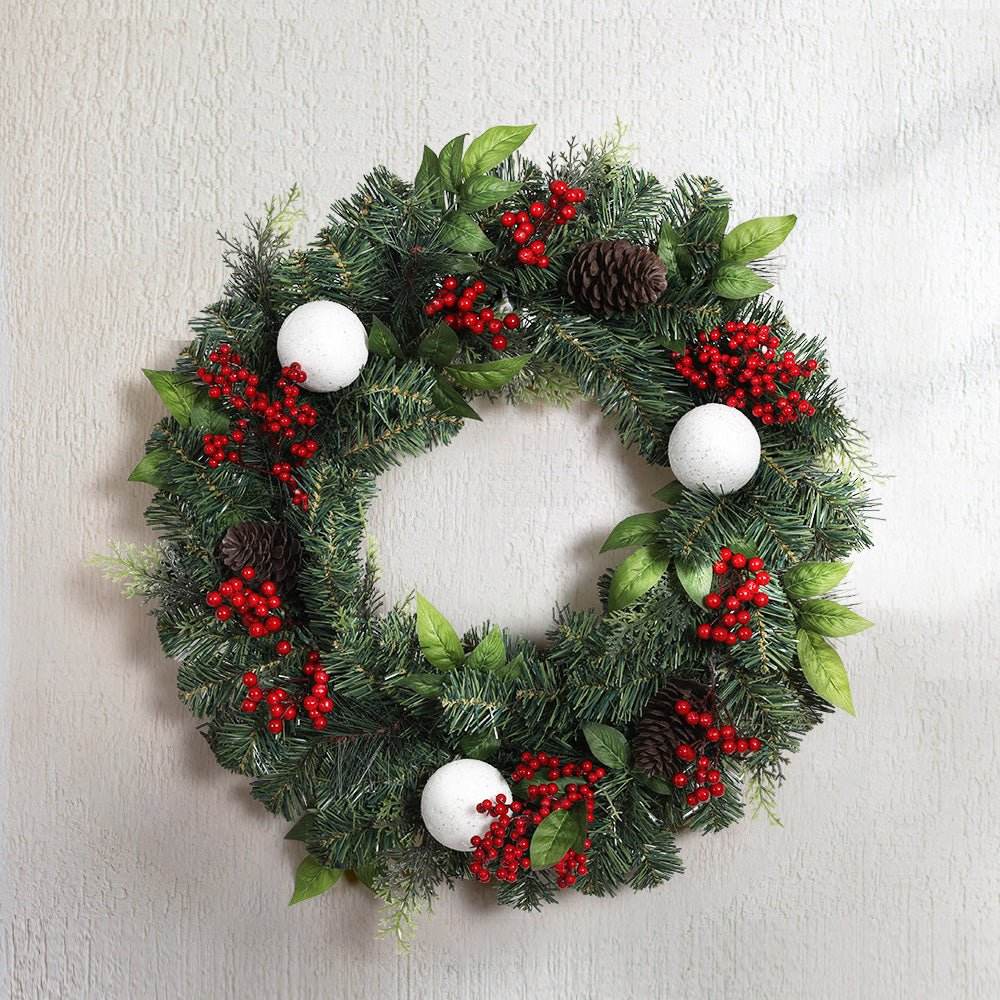 Jingle Jollys 2FT 60CM Christmas Wreath with Decor Xmas Tree Decoration - Outdoorium