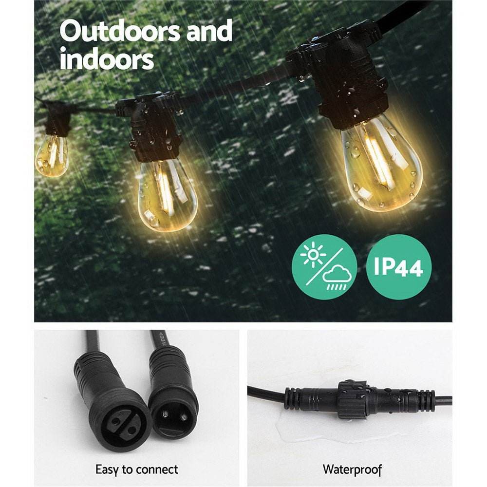 77m LED Festoon String Lights Outdoor Garden - Outdoorium