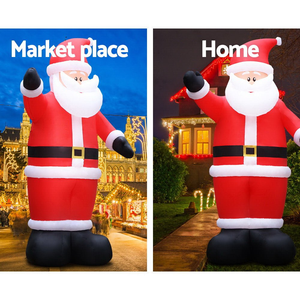 Jingle Jollys 5M Christmas Inflatable Santa Decorations Outdoor Air-Power Light - Outdoorium