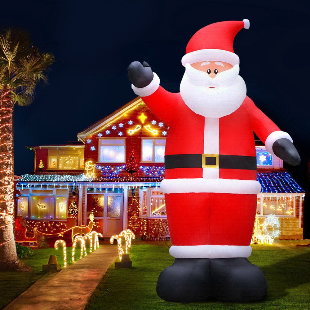 Jingle Jollys 5M Christmas Inflatable Santa Decorations Outdoor Air-Power Light - Outdoorium