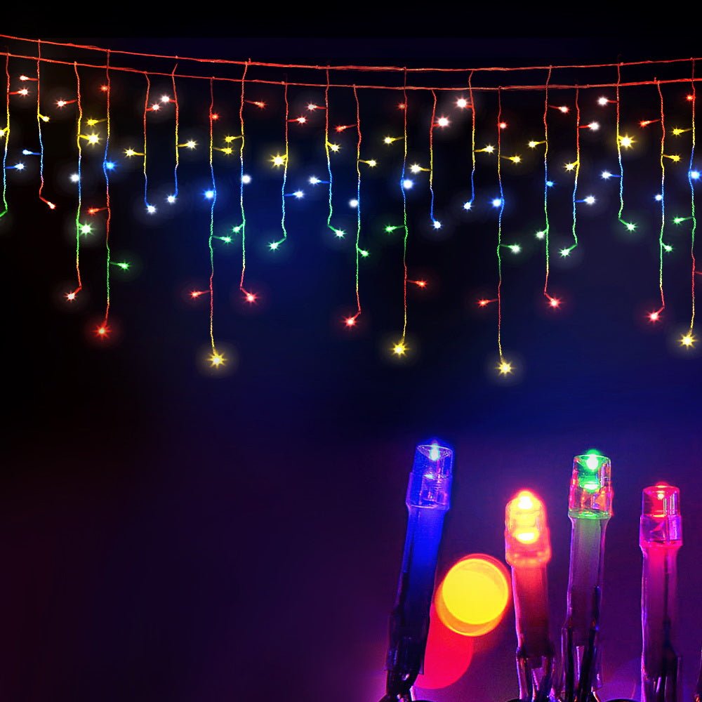 Jingle Jollys 800 LED Christmas Icicle Lights Mutlicolour - Outdoorium