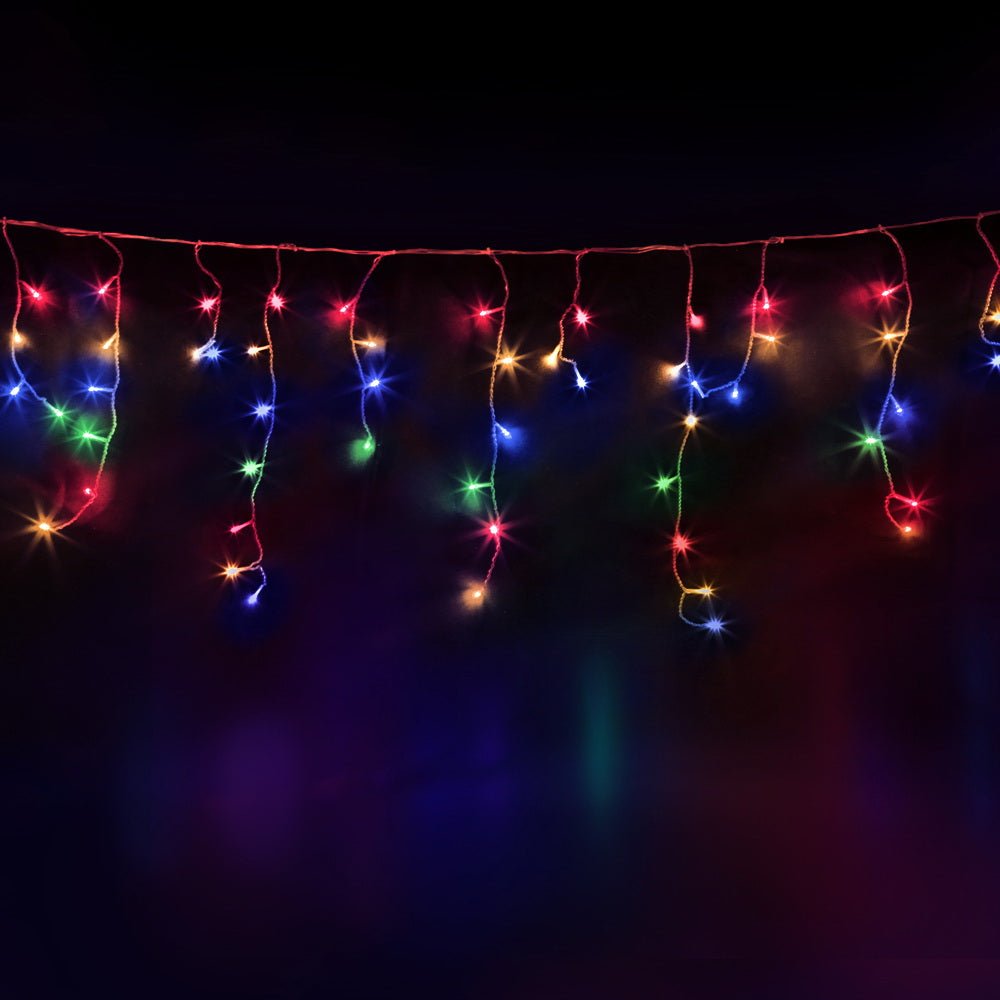 Jingle Jollys 800 LED Christmas Icicle Lights Mutlicolour - Outdoorium