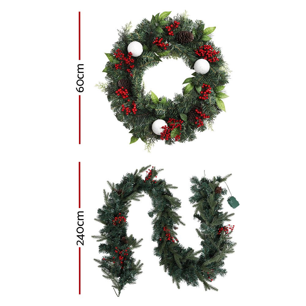 Jingle Jollys Christmas Garland with Wreath Set - Outdoorium