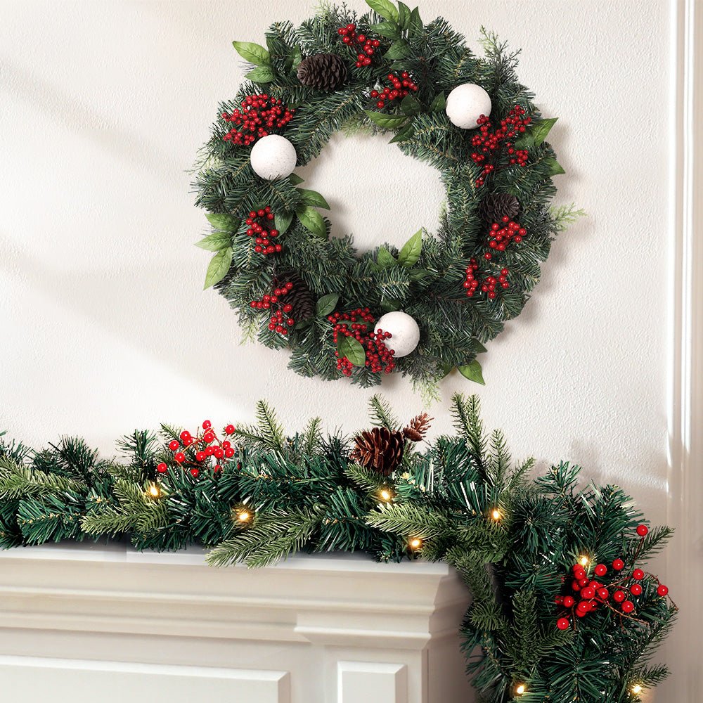 Jingle Jollys Christmas Garland with Wreath Set - Outdoorium