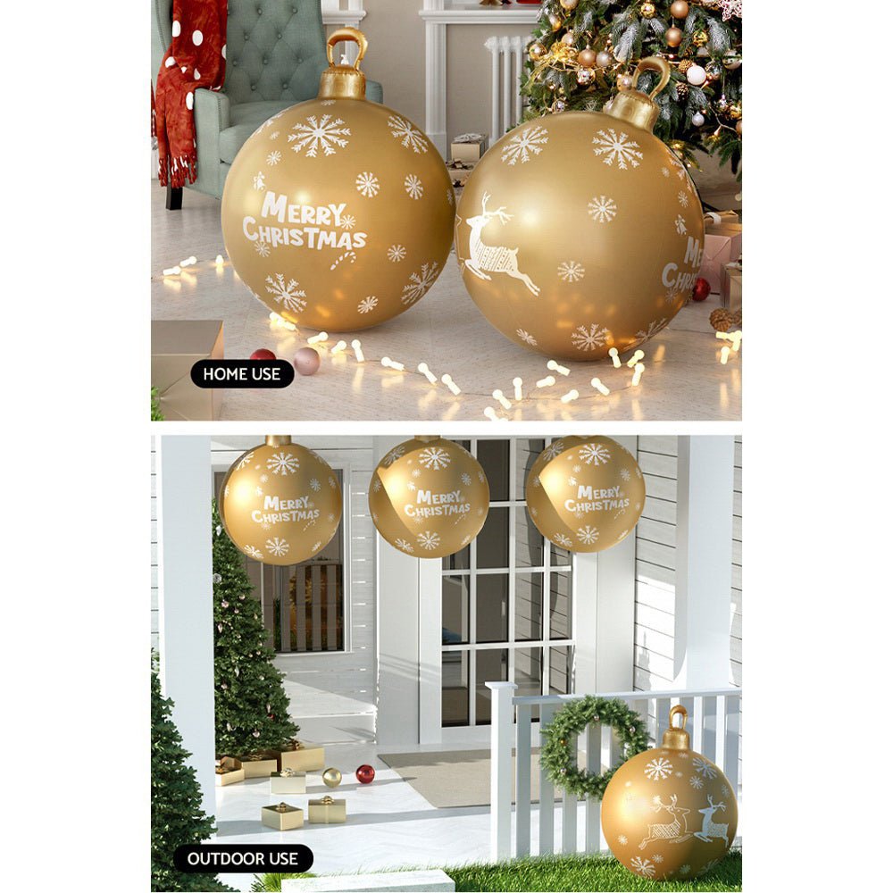 Jingle Jollys Christmas Inflatable Ball 60cm Decoration Giant Bauble Gold - Outdoorium