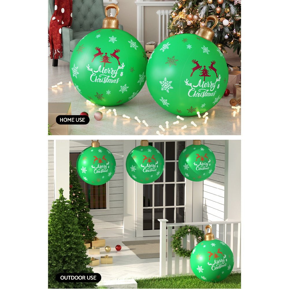 Jingle Jollys Christmas Inflatable Ball 60cm Decoration Giant Bauble Green - Outdoorium