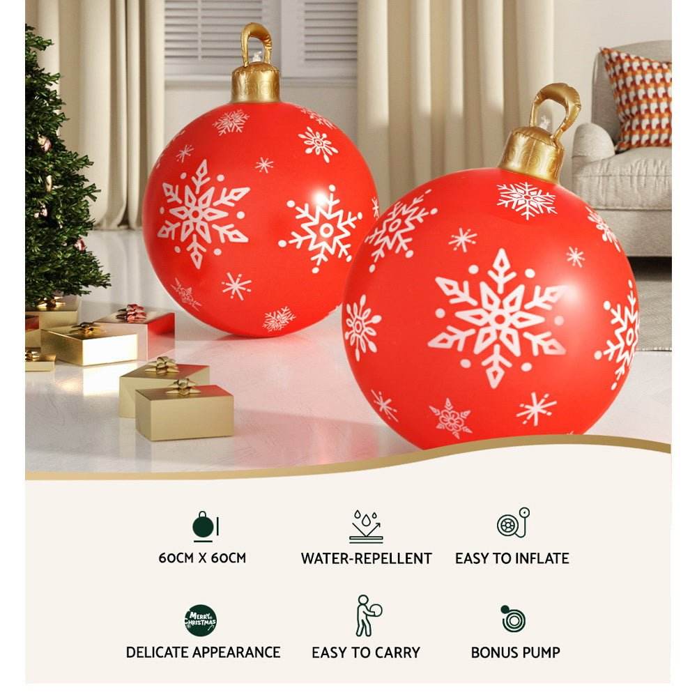 Jingle Jollys Christmas Inflatable Ball Bauble 60cm Outdoor Decoration Red - Outdoorium