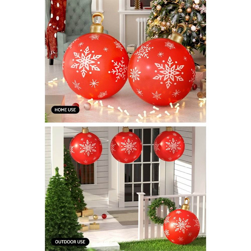 Jingle Jollys Christmas Inflatable Ball 60cm Decoration Giant Bauble Red - Outdoorium