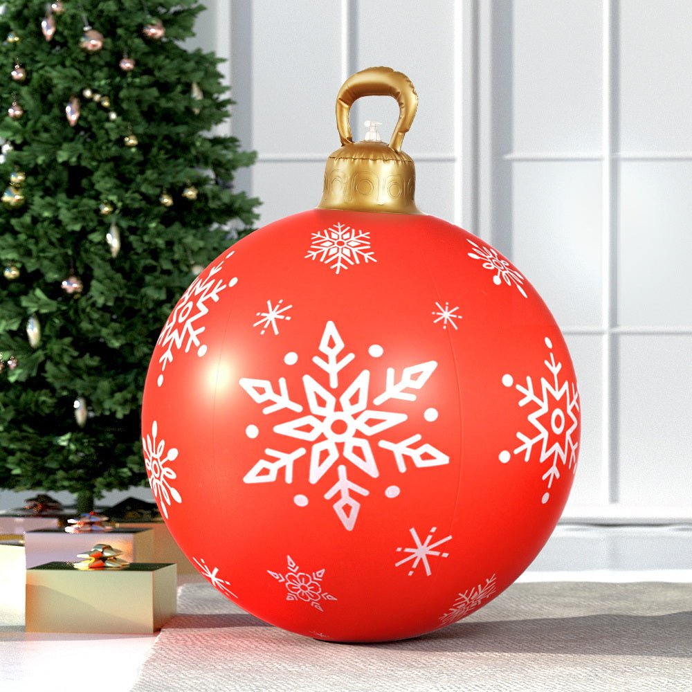 Jingle Jollys Christmas Inflatable Ball 60cm Decoration Giant Bauble Red - Outdoorium