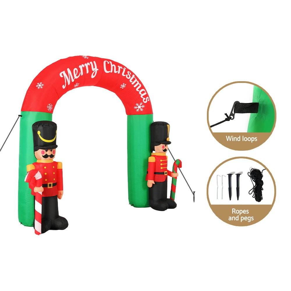Jingle Jollys Christmas Inflatable Archwary Nutcracker 3M Illuminated Decorations - Outdoorium