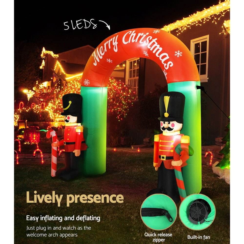 Jingle Jollys Christmas Inflatable Archwary Nutcracker 3M Illuminated Decorations - Outdoorium